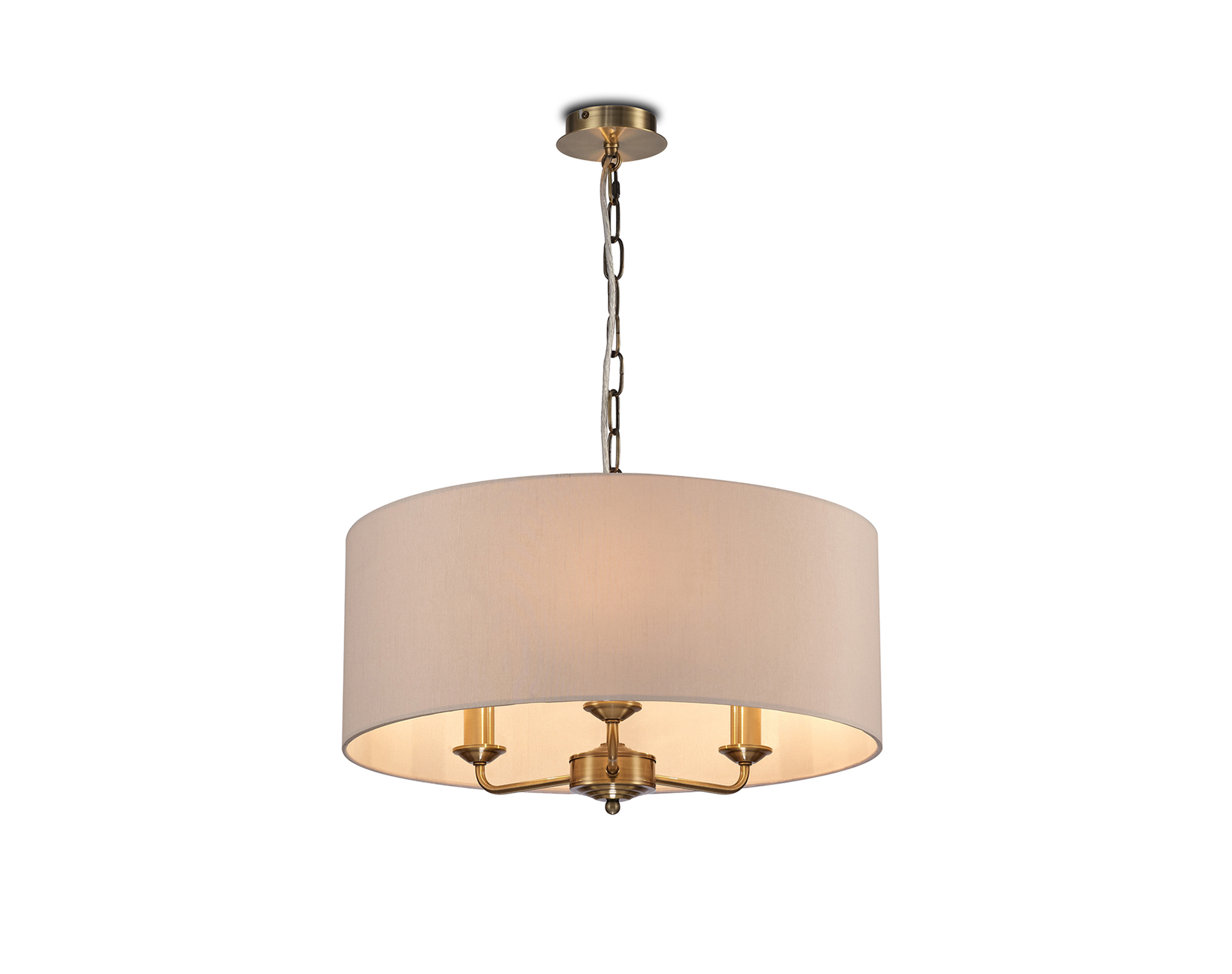 DK0050  Banyan 50cm 3 Light Pendant Antique Brass, Nude Beige/Moonlight